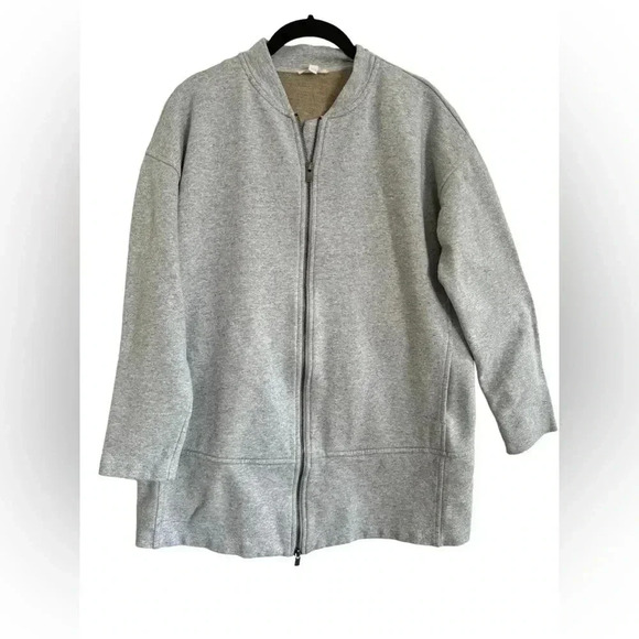 Eileen Fisher Brushed Cotton Terry Flight Jacket- oversized - Picture 5 of 13